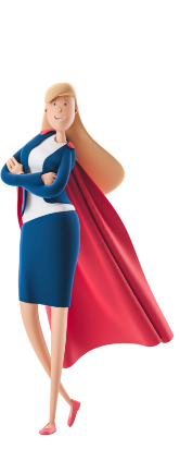 Kuvitettu kuva naisesta joka muistuttaa Teräsnaista